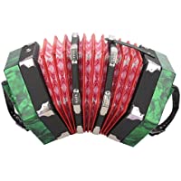 Neufday Concertina de 20 Botones- Accesorio de Instrumento Musical de acordeón Profesional de 20 Botones(Verde)